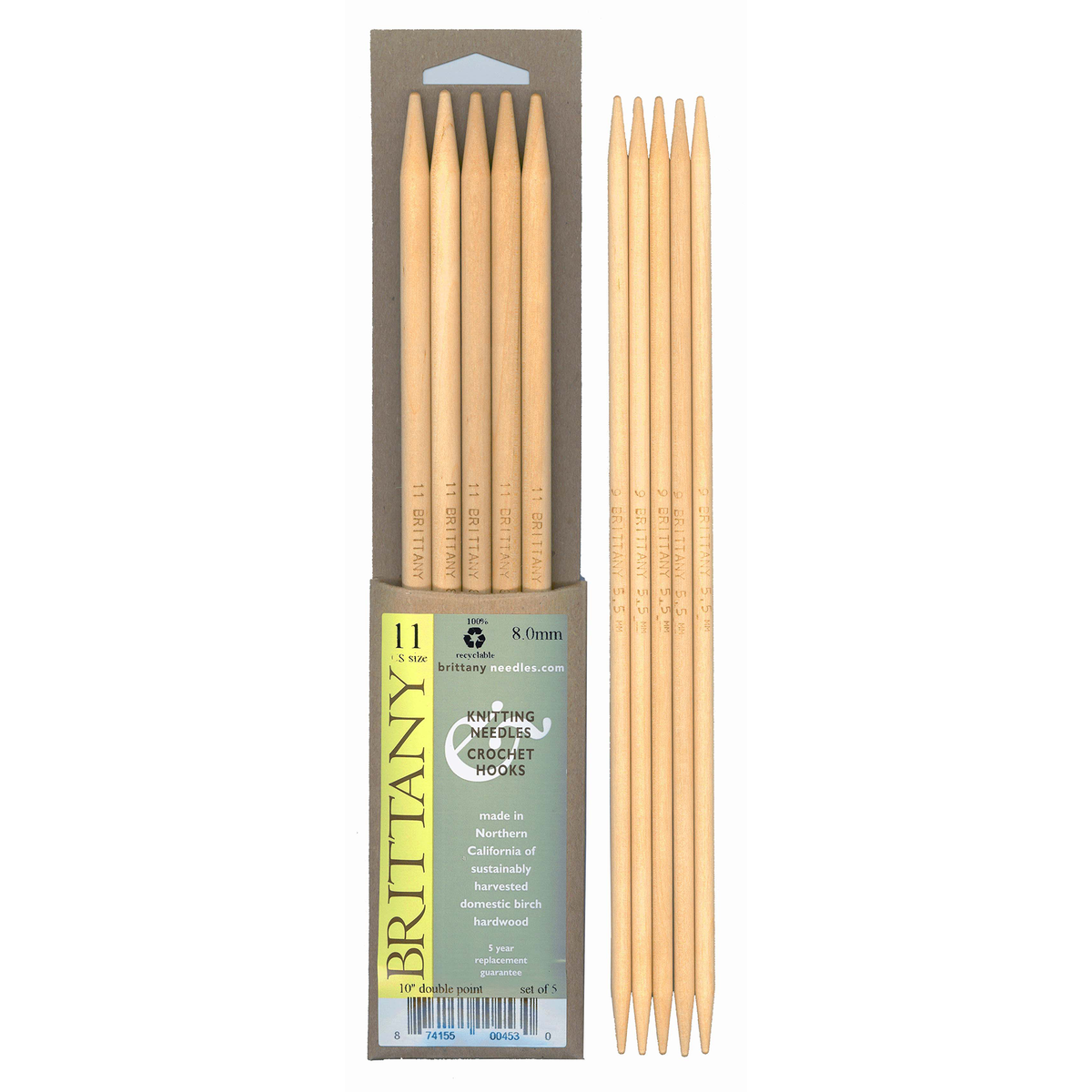 Brittany Double Point Knitting Needles from sustainably harvested