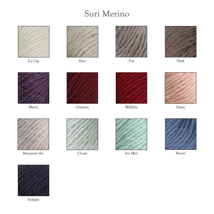 Suri Merino (60% alpaca, 40% wool)